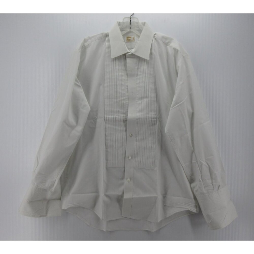 VINTAGE After Six Shirt 16 Tuxedo Bib Pleated French Cuffs 70s Formal